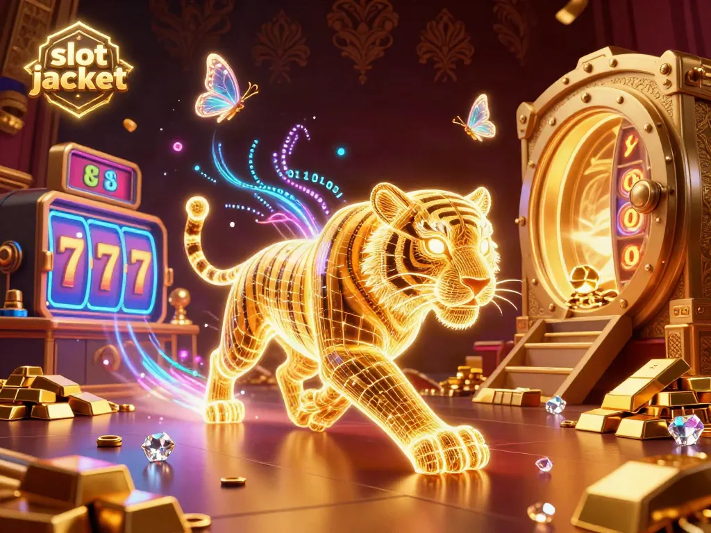 Experience the excitement of slot jackpot wins amid vibrant digital casino elements in this dynamic illustration.