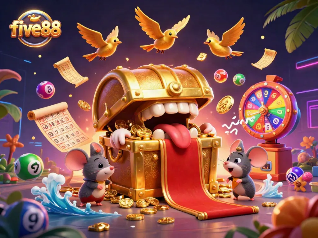 Players dive into excitement at five88, engaging with vibrant lottery elements and captivating prizes.